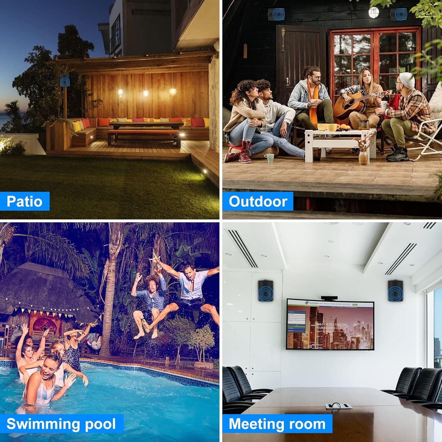 Herdio 5.25 Inches 600 Watts Passive Indoor Outdoor Speakers Wired Waterproof,Wall Mount Speakers with Loud Volume Suitable for Patio,Garden Home Theater,Black (2 Pairs) - Image 6