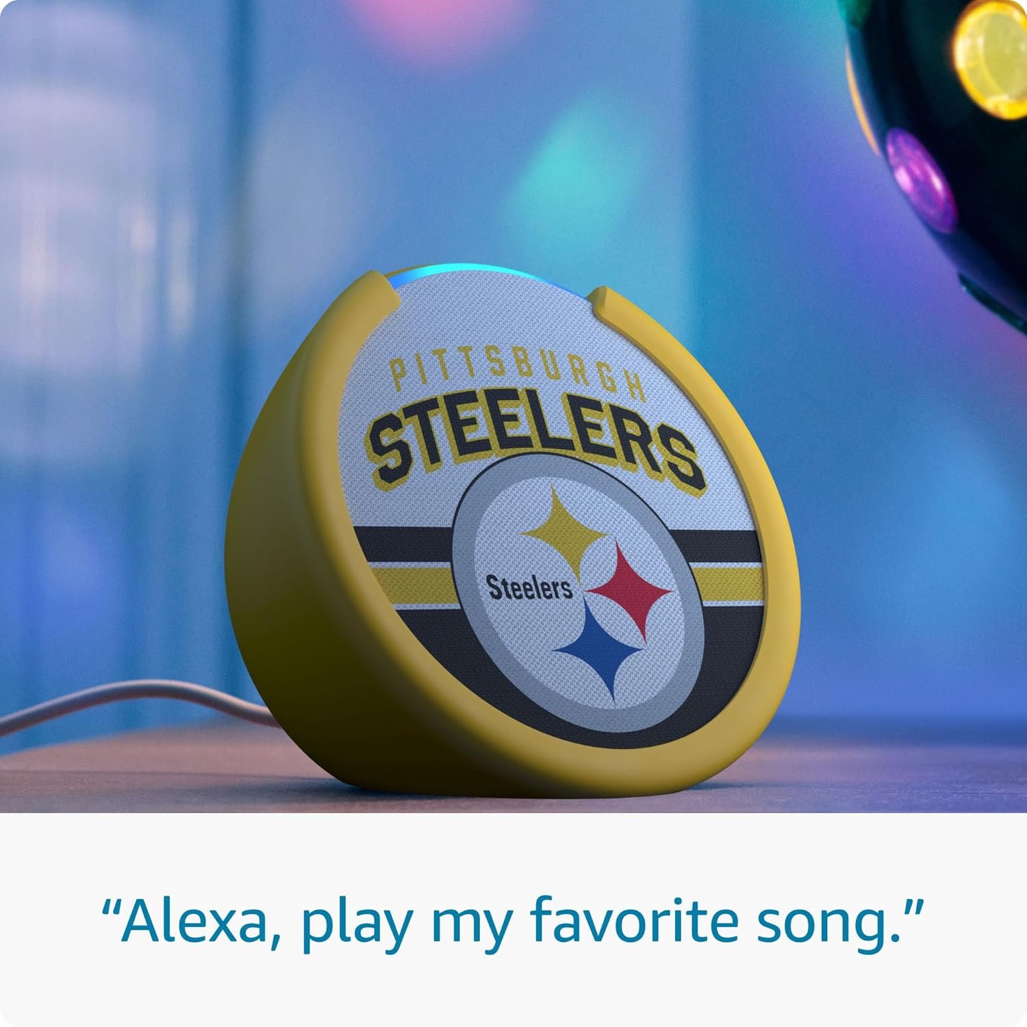 Amazon Echo Pop (newest model) | Officially Licensed NFL Limited-Edition | Pittsburgh Steelers ('25-26 Season Design) - Image 4
