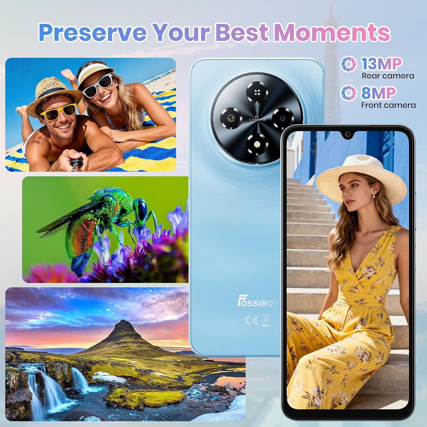 FOSSIBOT S5 Android 15 Cell Phone(2026), 16GB+128GB/2TB Unlocked Phone, 6.88" Display Smartphones, 6000mAh Battery 4G Dual Sim Mobile Phones, 13MP+8MP Camera, Gemini Al Octa-core Chipset/GPS/BT5.0 - Image 3