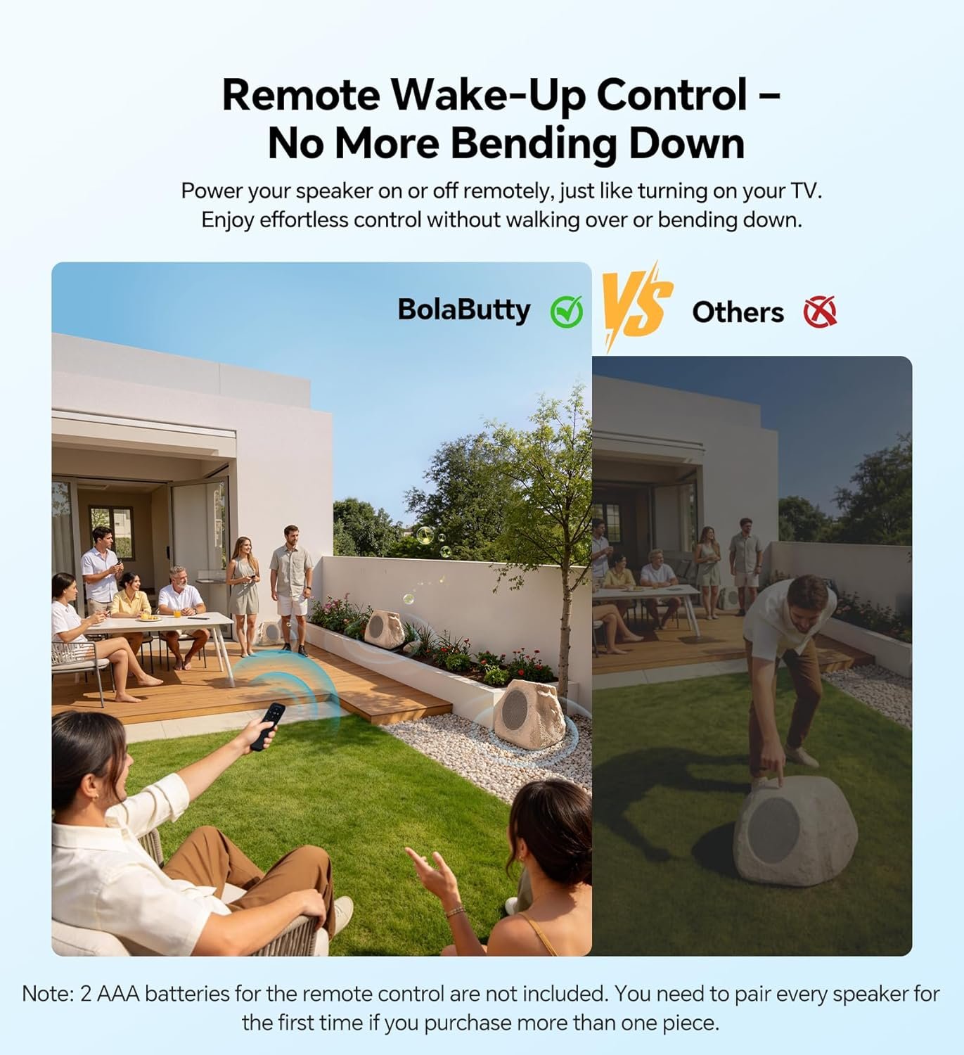 Upgraded Outdoor Rock Speaker 60W Deep Bass Multi-Sync up to 100Pcs, Remote Control, IPX7 Waterproof Solar-Powered with LED Lights Perfect for Pool, Garden, Patio, Ideal for Music Lovers - 2 Packs - Image 5