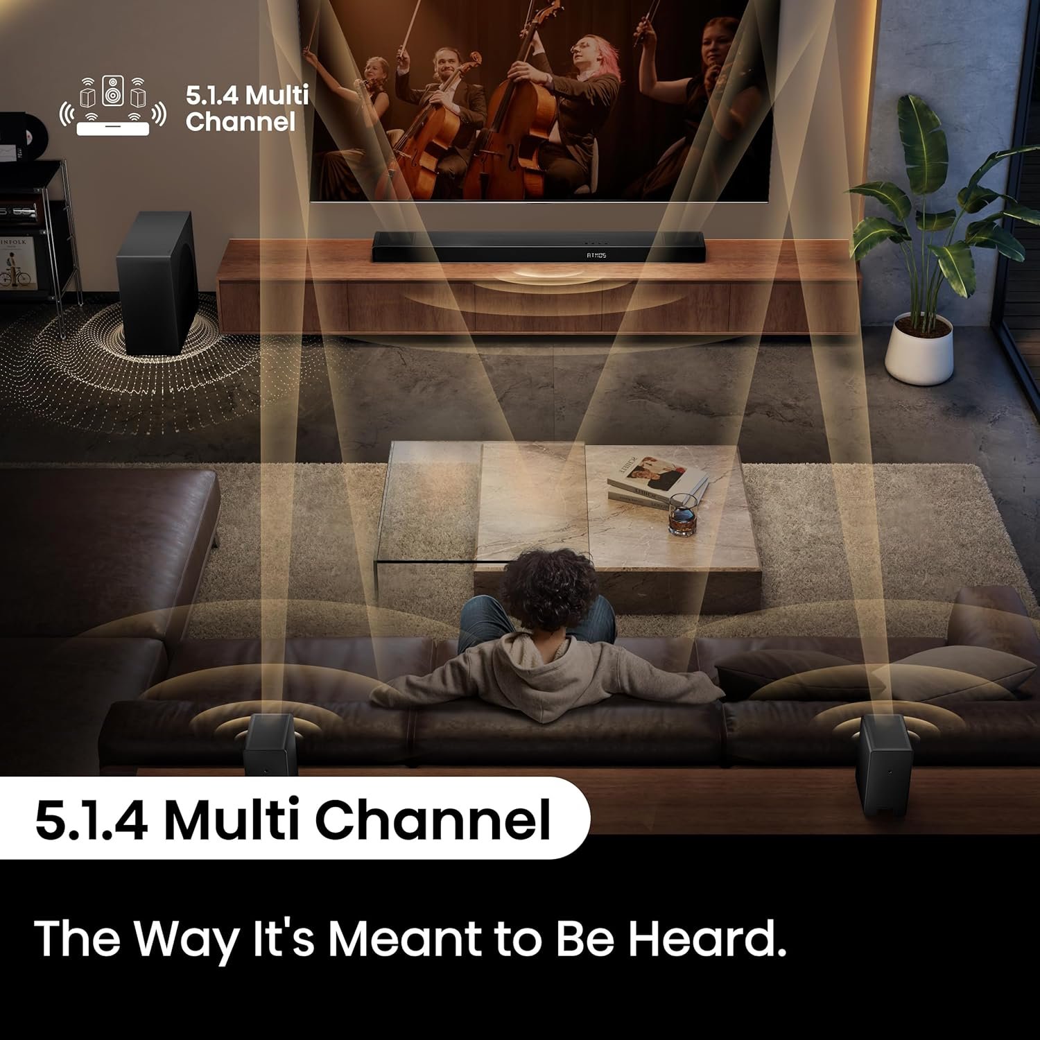 Hisense AX5140Q 5.1.4Ch Sound Bar with Wireless Subwoofer, Dolby Atmos, DTS:X, Bluetooth 5.3, Roku TV Ready, HDMI/AUX/ARC/Optical/USB, EzPlay, 7 EQ Modes, Hi Concerto, Room Calibration - Image 4