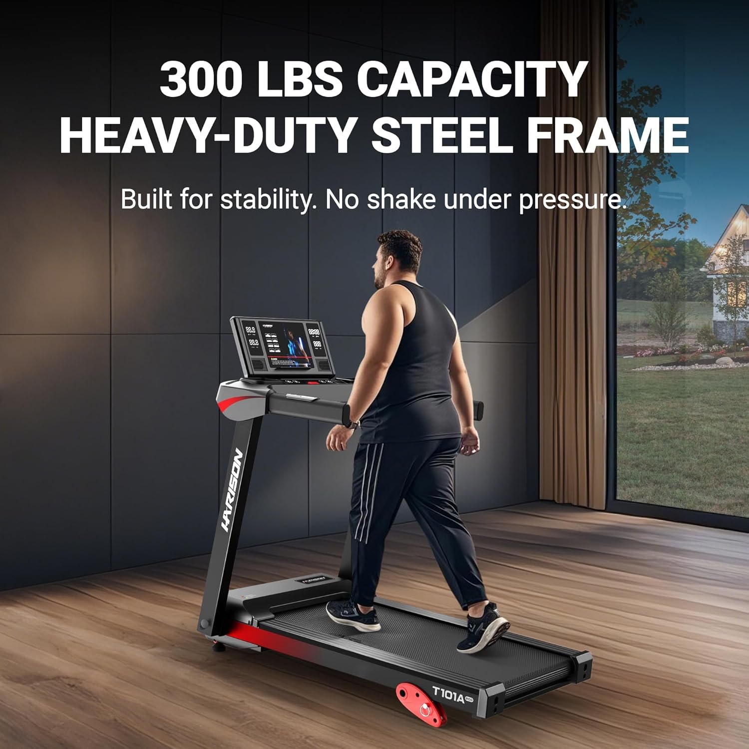 HARISON Treadmill for Home, 3.0 HP Folding Treadmill with Manual Incline, Quiet Motor & Bluetooth Speaker, 300 LB Capacity, 17.7” Wide Running Belt, Space-Saving Design - Image 2