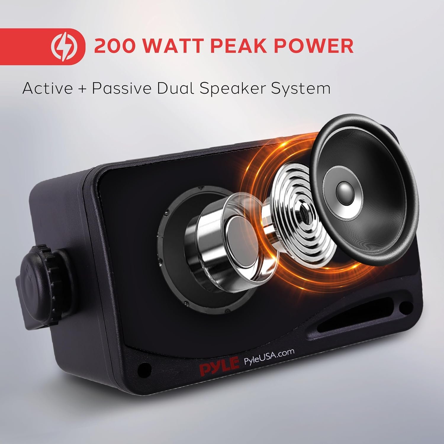 Outdoor Waterproof Wireless Bluetooth Speaker - 3.5 Inch Pair 3-Way Active Passive Weatherproof Wall, Ceiling Mount Dual Speakers System w/Heavy Duty Grill, Patio, Indoor Use - Pyle PDWR42BBT (Black) - Image 2