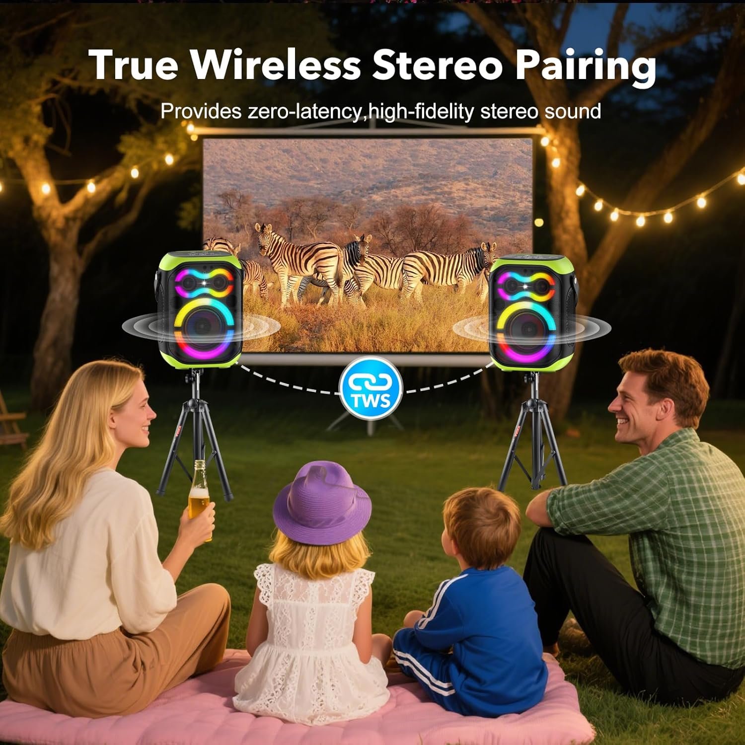 Portable Bluetooth Speakers 80W Big Powerful Wireless Outdoor Loud Stereo Deep Bass Sound Boombox TWS Home Party Speaker with Subwoofer LED Lights - Image 6