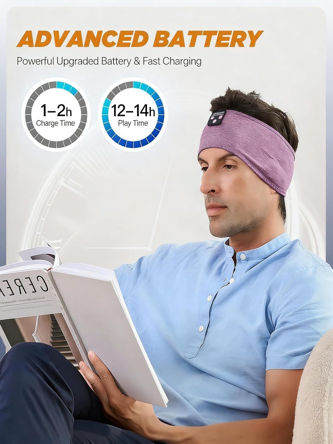 Perytong Sleep Headphones Bluetooth 5.4 Headband, Wireless Headband Headphones for Sleeping, Running, Yoga, Fitness, Travel, Meditation, Suitable for Side Sleepers, Gift for Men Women, Tech Gadgets - Image 7