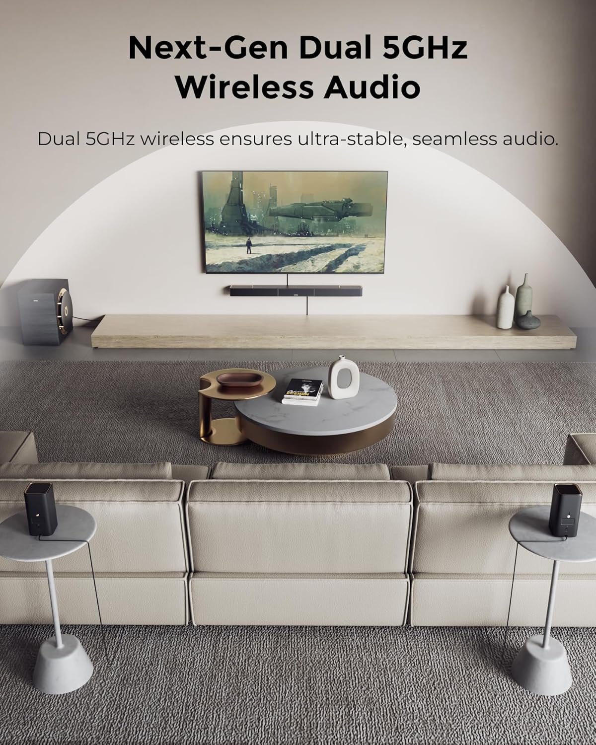 ULTIMEA Skywave X70 7.1.4ch Professional Wireless Surround Sound System for TV w/Dolby Atmos, 980W Sound Bar with 10" Wireless Subwoofer, 20Hz Low Frequency, GaN Amplifier, 4K HDR Pass-Through - Image 5