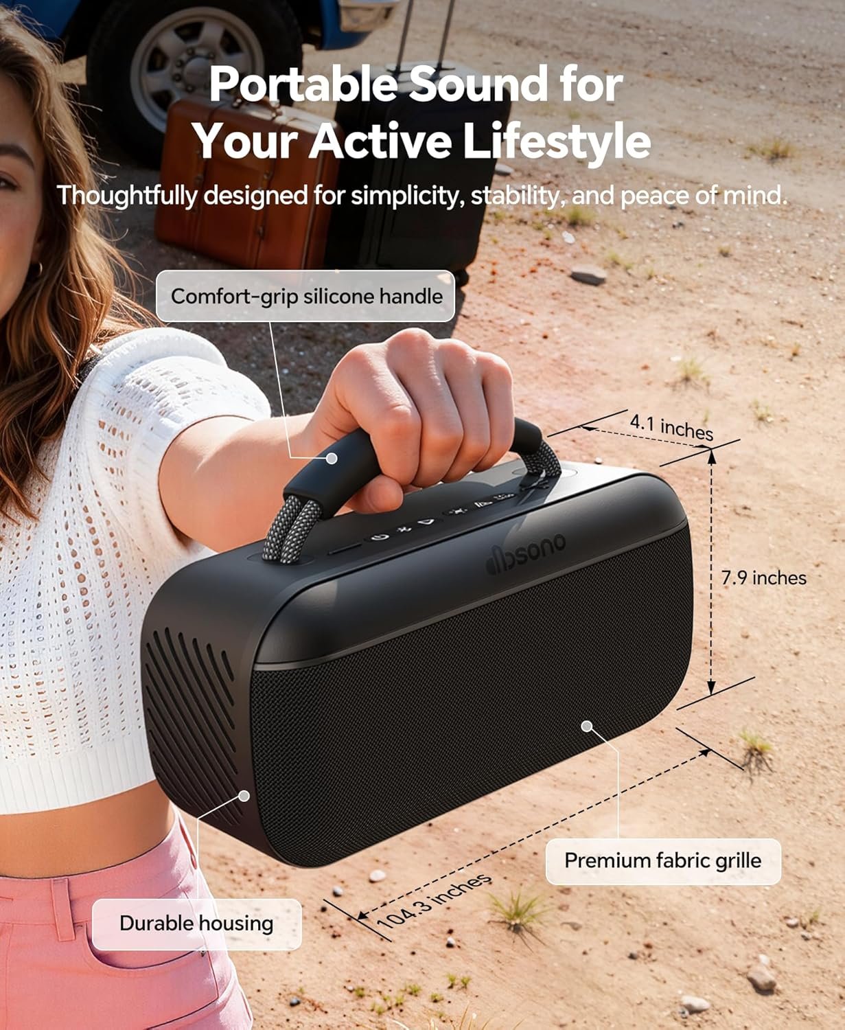 dbsono Portable Bluetooth Speaker Wireless: 60W SoundPulse 2.0 with BassBoost, Loud Party Speakers, Unlimited Pairing, TWS for Outdoor & Indoor, Beach Vacation Essential, Black - Image 5