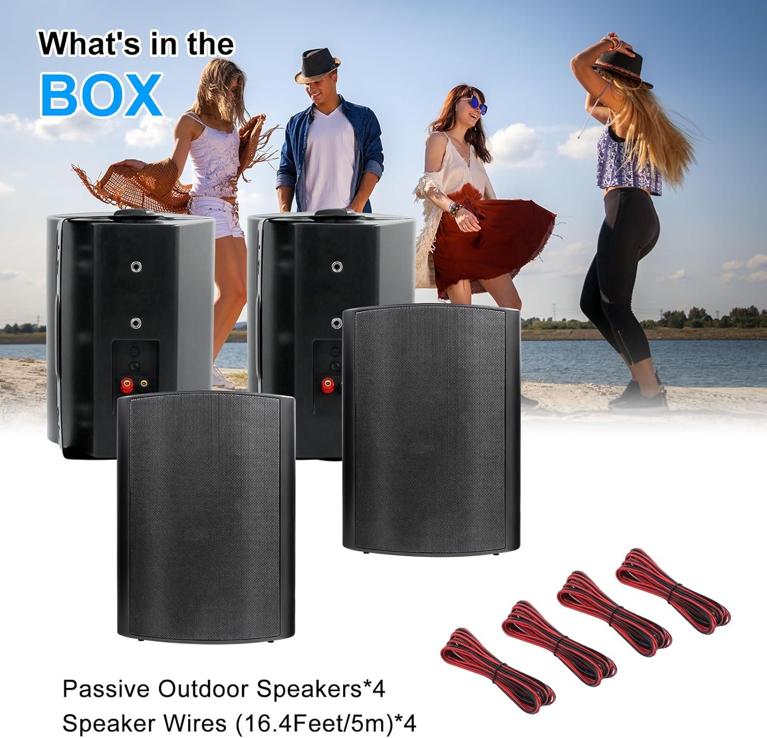 Herdio 6.5 Inches Outdoor Speakers Wired Waterproof Passive,Wall Mount Speakers with 800 Watts Powerful Bass for Home Patio Garden Covered Deck,All-Weather Durability,Black(2 Pairs) - Image 6