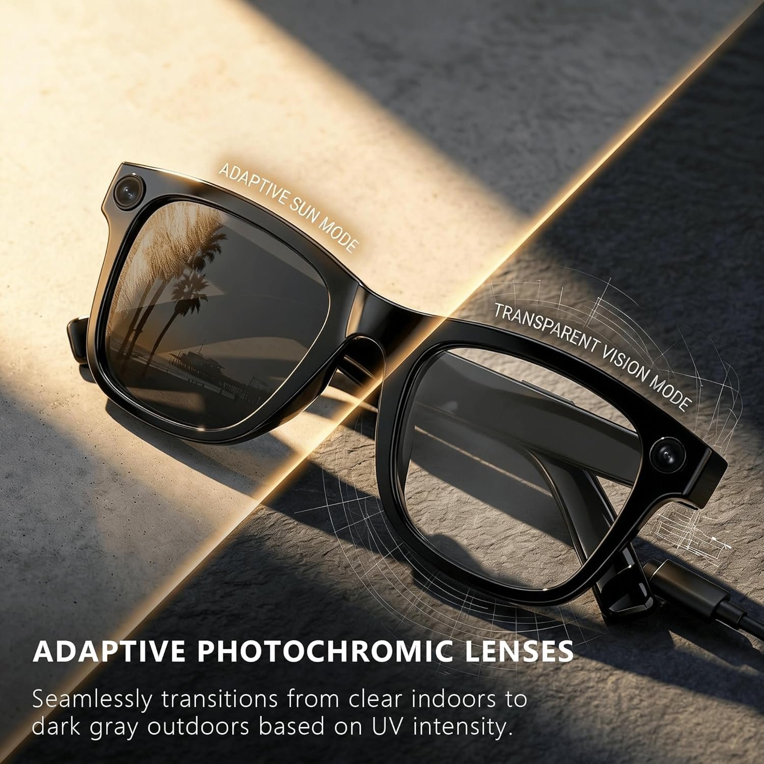 EarlySincere 4K AI Smart Glasses with Photochromic Lenses, Integrated ChatGPT AI Model, Real-Time Translation, HD Video Recording, Long Battery Life, Bluetooth 5.4 Wireless - Image 6