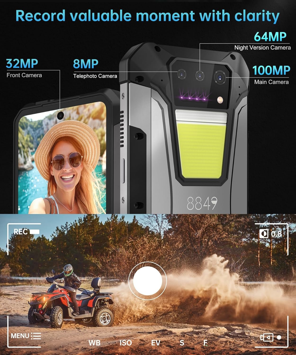 8849 Tank 2 Pro Rugged Smartphone Unlocked, 24+512GB/1TB Android 14 Rugged Cell Phone with Projector, 6.79’’ 4G Waterproof Mobile Phones 23800mAh, Fingerprint/Dual Sim/OTG/GPS/Face ID - Image 6