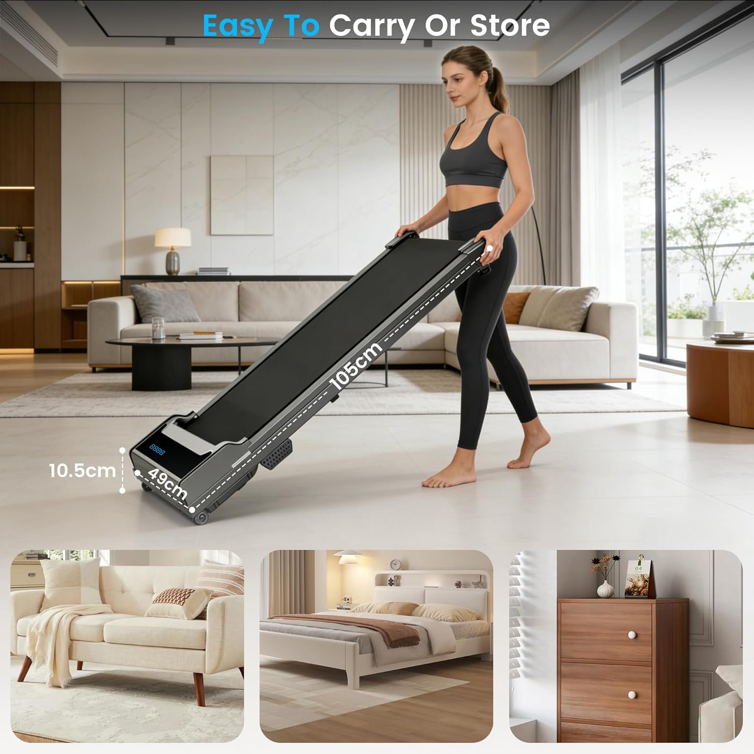 Walking Pad Treadmill for Home - Under Desk Walk Pads with Remote Control Mini Running Portable Electric Machine Adjustable Slim Compact with 0.6-4.0MPH Max up 220 Lbs Modes for Office Small Spaces - Image 6