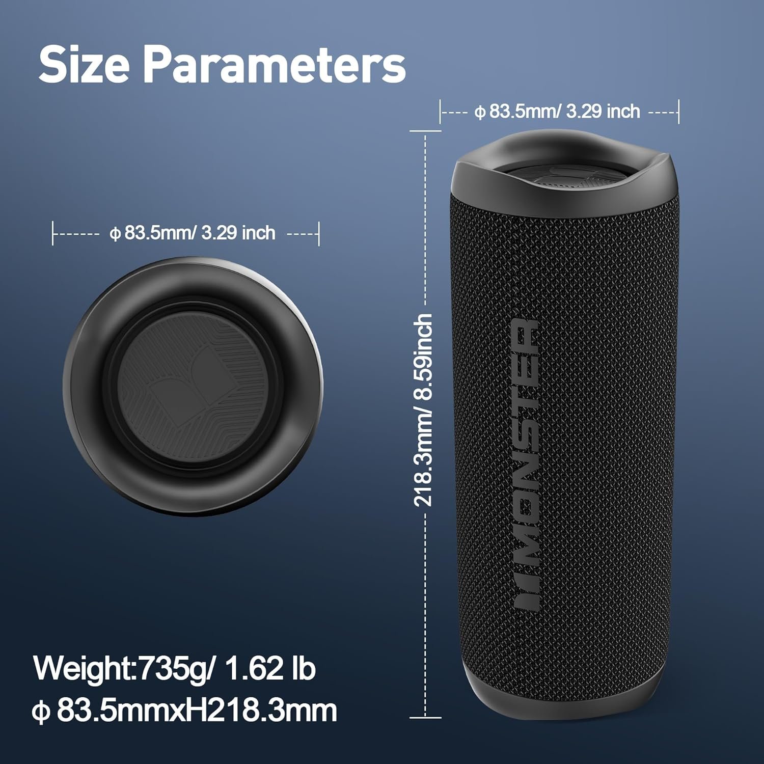 Monster Bluetooth Speaker, Wireless Portable Outdoor Bluetooth Speakers, 60W True Wireless Stereo IPX8 Waterproof, Dual PairingBluetooth 5.4 Built-in Mic, Outdoor Speaker - Image 5