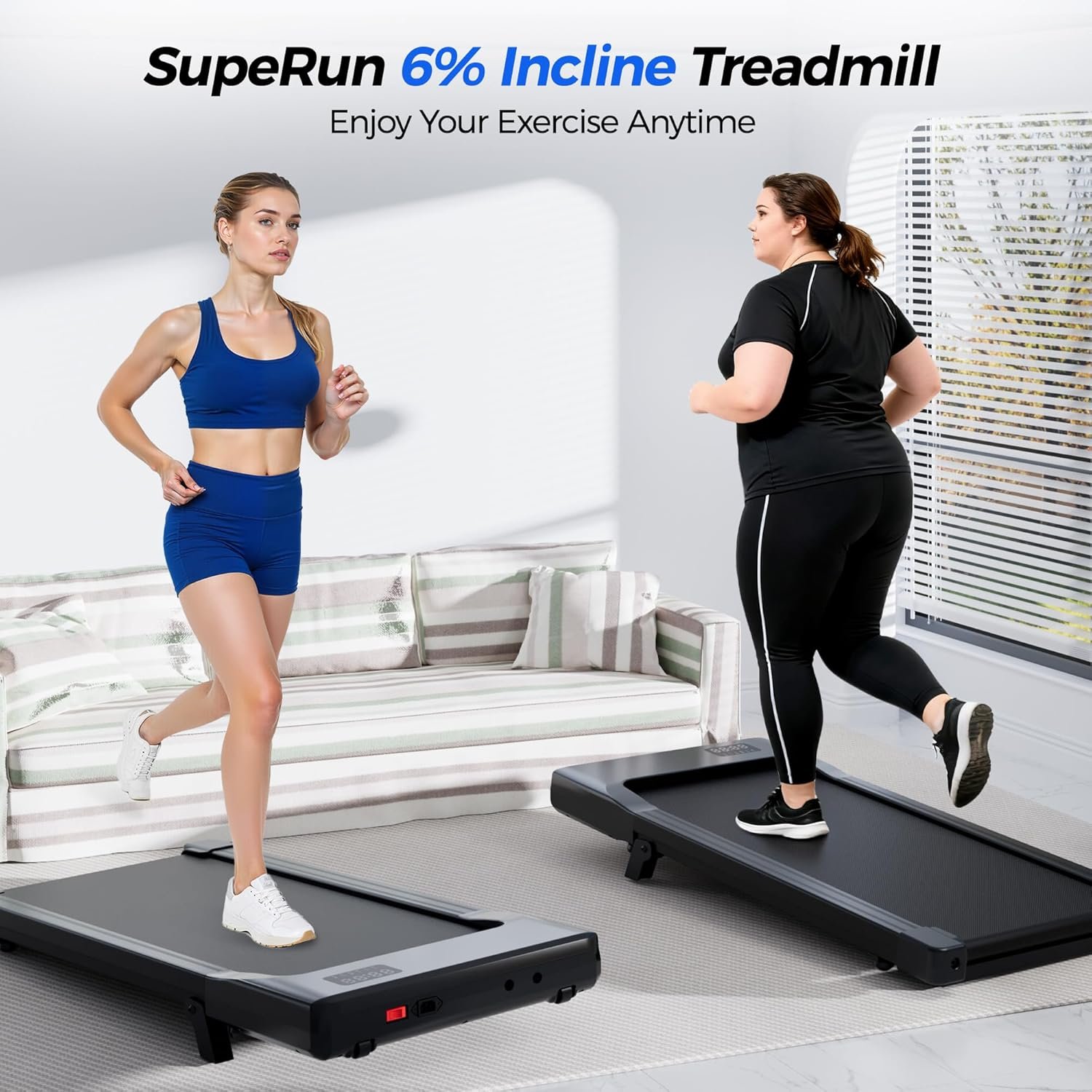 SupeRun Walking Pad with Incline, Under Desk Treadmill, 3 in 1 Portable Treadmills for Home with Remote Control LED Display, 2.5 HP Quiet Mini Treadmill for Office Home Use, 300 Lbs Capacity - Image 3