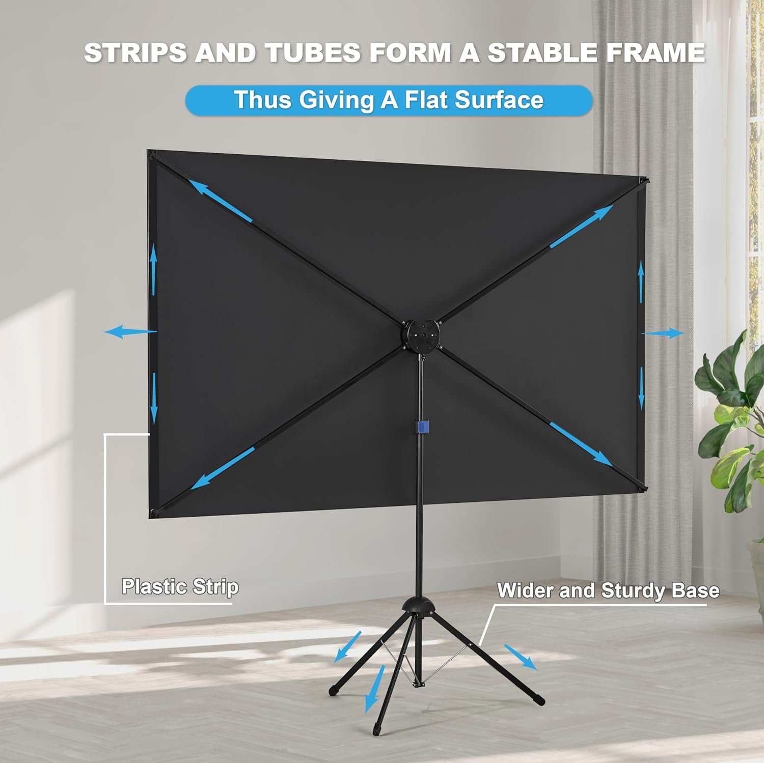 Projector Screen with Stand, Outdoor Projector Screen 16:9 and Tripod Stand, Portable Projection Screen with 1.2 Gain, Lightweight and Compact, Easy Setup, Idea for Home Cinema, Backyard, (120 Inch). - Image 6