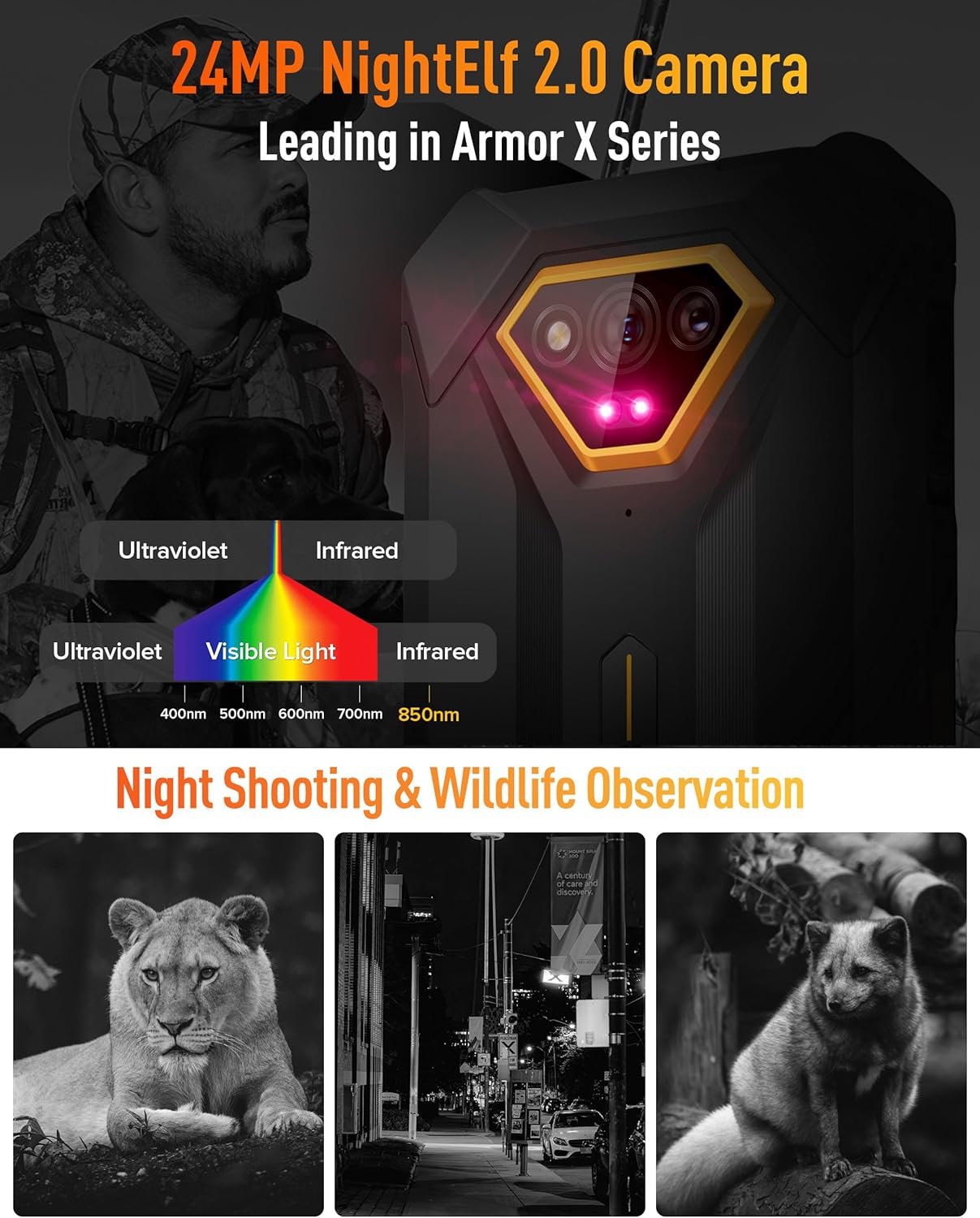 Ulefone Armor X13 Rugged Smartphone, 50MP+24MP Night Vision Camera, Octa-core 12GB RAM 64GB ROM, 6.52 inch Screen, 6320mAh Battery, Android 15 OS, Global Dual 4G, NFC/OTG/GPS/IP68/IP69K, Orange - Image 4