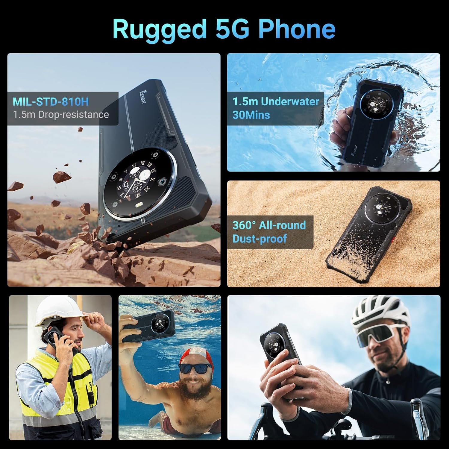 FOSSIBOT F109 5G Rugged Phone Unlocked, 24GB+256GB/2TB,10600mAh Battery Waterproof Phones,Android 14 Rugged Cell Phone, 6.745" HD+ 1.32-inch IPS Smartphone,50MP+16MP+5MP Rugged Phone(2026 deep Blue) | T-Mobile - Image 6