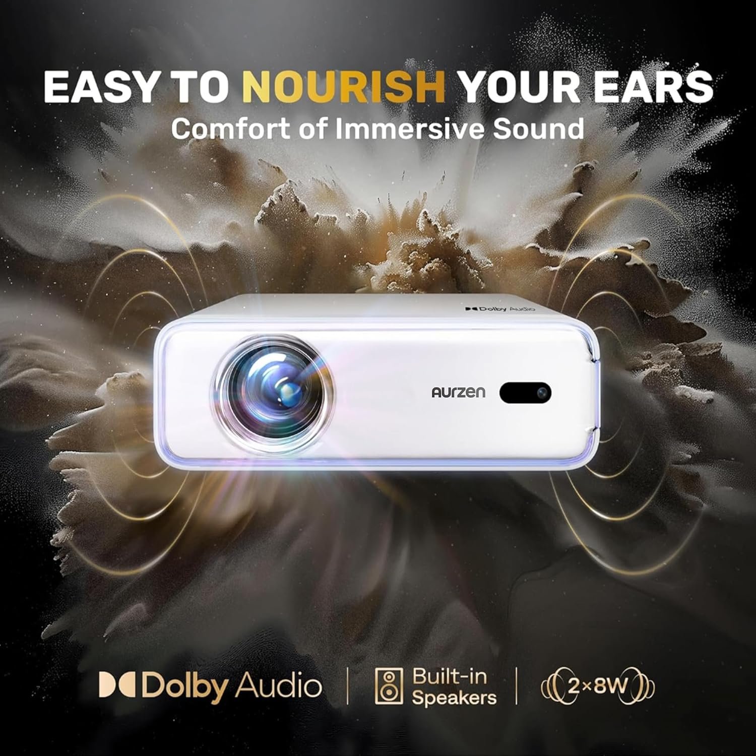 Aurzen EAZZE D1 Smart Projector with WiFi and Bluetooth, Built-in APP, Auto Focus/Keystone, DoIby Audio 16W Speakers, Native 1080P, HDR10, Portable Mini Outdoor Movie Projector - Image 5