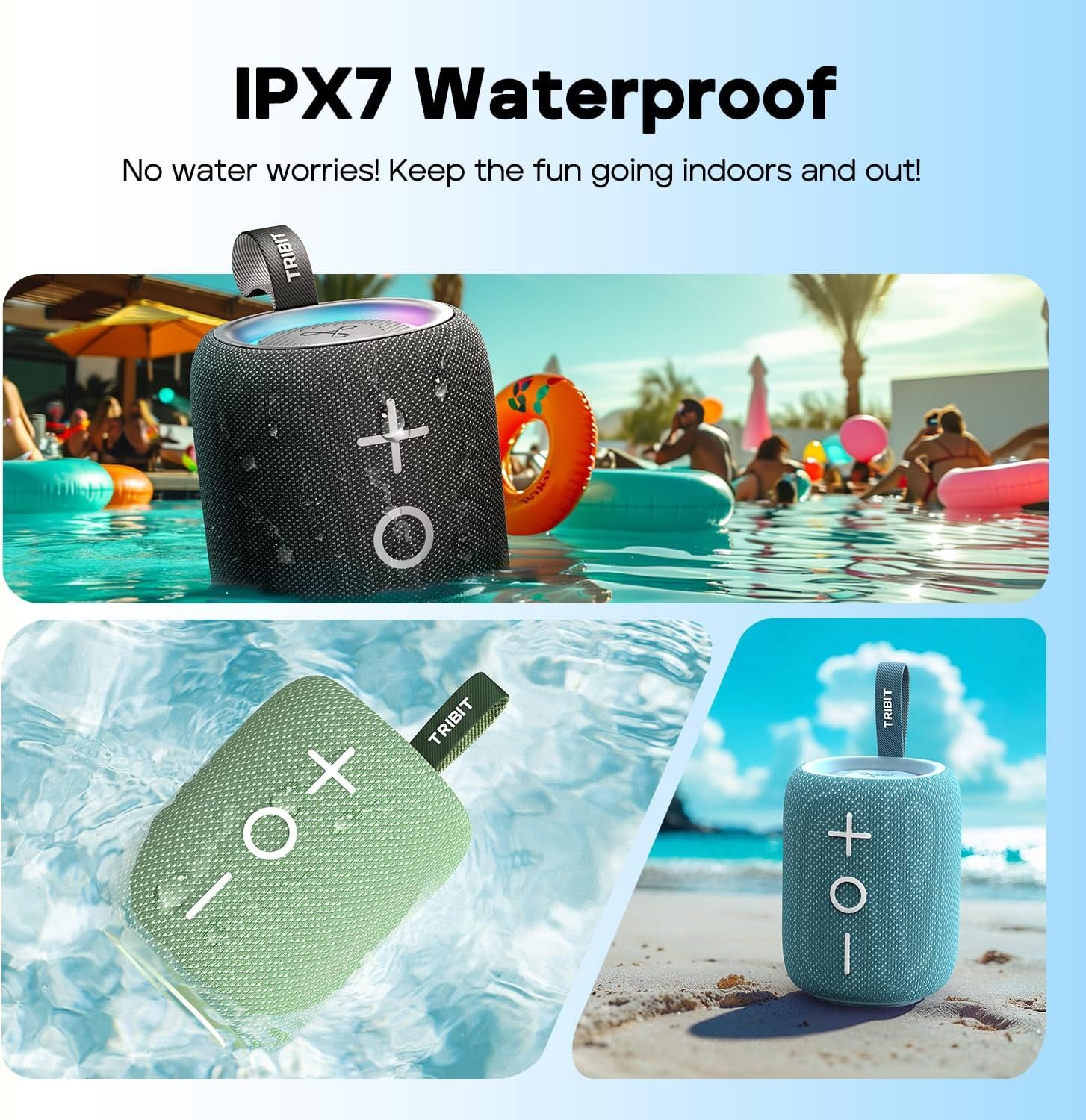 Tribit StormBox Mini+ Portable Bluetooth Speaker, 12W Wireless Speaker with 360°Surround Sound, 12H Playtime, Custom EQ, BT5.4, IPX7 Waterproof, RGB Lights, Type-C, TWS, AAC/SBC, Home/Outdoor/Travel - Image 8