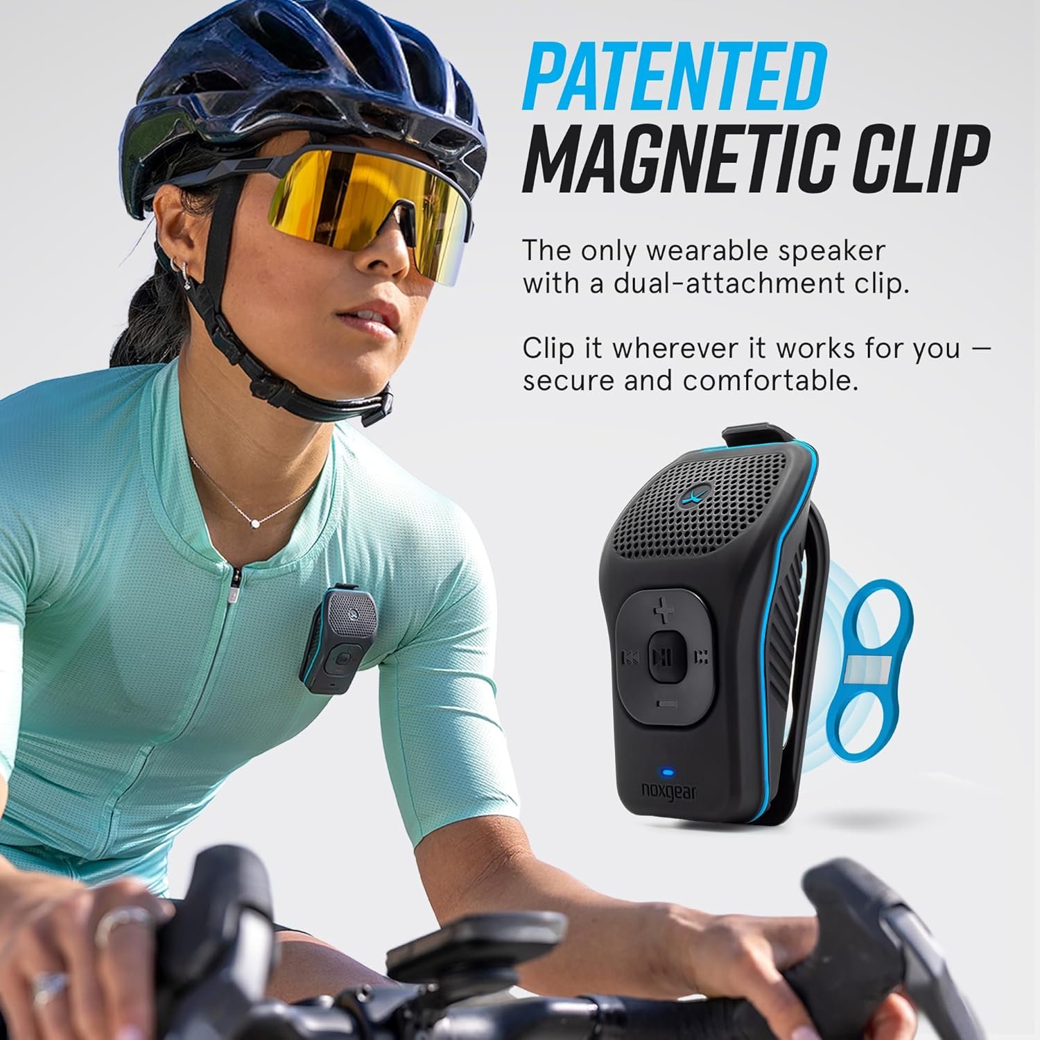 noxgear 39g Wearable Bluetooth Speaker, Magnetic Mini Clip-On, Waterproof Up to 15 Hours Playtime | Clip On Bluetooth, Wearable Speaker with Microphone, 100ft Range - Image 2