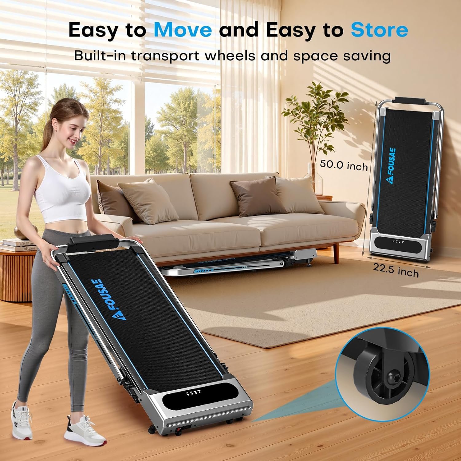 5 in 1 Foldable Treadmill, 7.5 MPH Treadmills for Home with App Compatible, Treadmill with 10% Incline, 3.0HP Brushless Drive, Remote Control and LED Display, 12 HIIT Programs, 400 LBS Capacity - Image 8