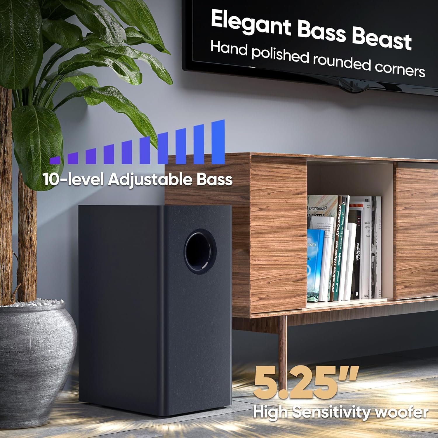 Saiyin Sound Bar for Smart TV with Subwoofer, 100W Detachable Soundbar Home Theater Surround Sound System for TV with Horn Tweeter, Adjustable Bass and HDMI-ARC/Bluetooth Optical/AUX/Connection - Image 3