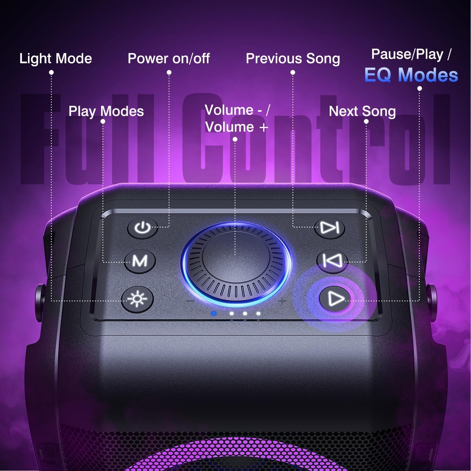W-KING Party Bluetooth Speaker Boom Box, 180W Max Big Large Loudest Wireless Outdoor Portable Speaker 4 Drivers with 2*4.04'' Subwoofer, 80W HD Huge 105dB Pulse Natur Deep Bass, IPX5/24H/EQ/USB/TF/AUX - Image 9