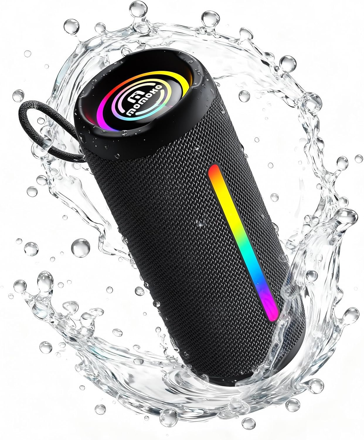 Portable Bluetooth Speaker, IPX7 Waterproof Wireless Speaker, 30W Loud Stereo Sound with Deep Bass, RGB Lights, Bluetooth 5.4, EQ Mode for Home/Party/Outdoor, Birthday Gifts for Men Women(Black)