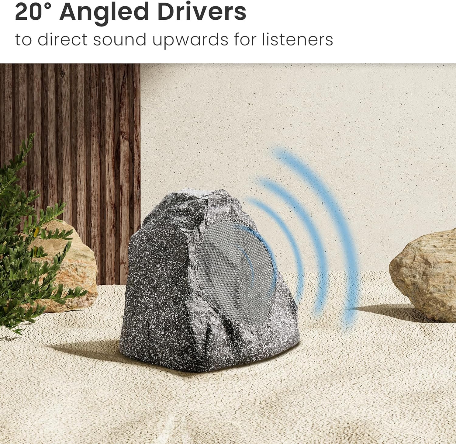 Theater Solutions 2R8G Outdoor Granite 8" Rock 2 Speaker Set for Deck Pool Spa Yard Garden - Image 4