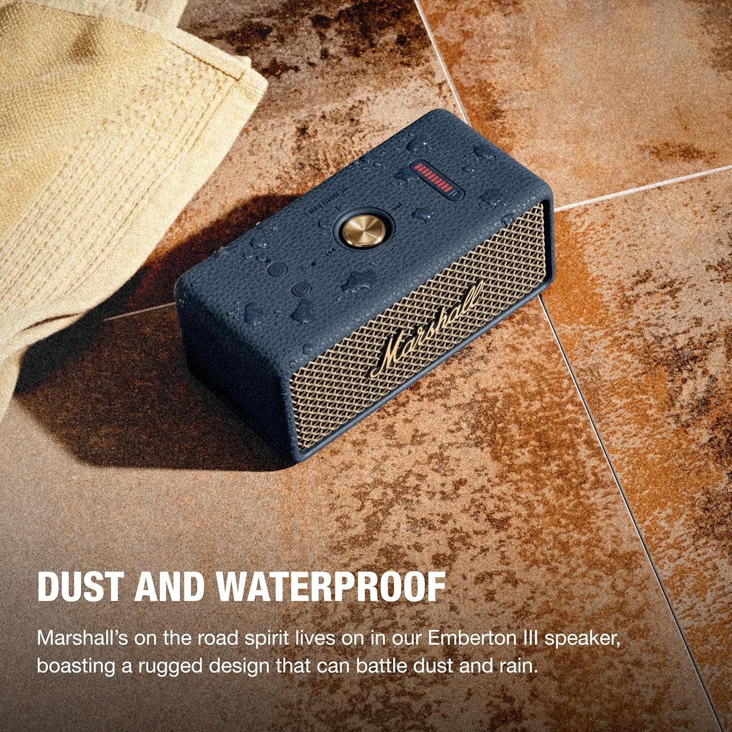 Marshall Emberton III Portable Bluetooth Speaker - Rugged Waterproof IP67 Design | Loud Stereo Sound, Deep Bass with 32+ Hr Playtime | Compact and Wireless for Travel and Outdoors - Midnight Blue - Image 5