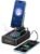 Jteman Cell Phone Stand Bluetooth Speaker with Built-in Cables,Foldable Adjustable Holder,All-in-One Audio Stand for iPhone Android,Birthday Gifts for Men Women