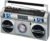 Studebaker SB2149S Master Blaster Bluetooth Boombox with 3 Way Power, AM/FM Radio, USB Port, CD Player with MP3 Playback, LED EQ and 10 Watts RMS Power in Silver
