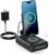 Jteman Cell Phone Stand with Bluetooth Speaker and Wireless Charger, Desktop Charging Station Stand Speaker for iPhone, Christmas Birthday Gift for Men Women (Black)