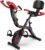 pooboo Folding Exercise Bike, Foldable Upright Stationary Bike, Indoor Cycling Magnetic X-Bike with 8-Level Adjustable Resistance, 6.6 LBS Flywheel, 300LB Capacity, Back Support Cushion for Home Gym