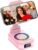 Cell Phone Stand with Wireless Bluetooth Speaker and 8 RGB Ambient Light, Anti-Slip Base HD Surround Sound, Rechargeable Home and Outdoors Bluetooth Speaker Gifts for Women Pink