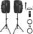 Wireless Portable PA Speaker System – 1800W High Powered Bluetooth Compatible Active + Passive Pair Outdoor Sound Speakers w/ USB SD MP3 AUX – 35mm Mount, 2 Stand, Microphone, Remote – Pyle PPHP1249KT
