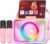 Karaoke Machine,Portable Bluetooth Speaker with 2 Wireless Microphone for Adults & Kids with LED Lights, Karaoke Microphone with PA System Supports USB/TF/AUX,Gift for Party (Pink)