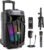 Pyle 680W Portable Bluetooth PA Speaker – 10″ Rechargeable Outdoor Karaoke Speaker, Audio System w/Wireless Mic and Wheels, TWS, Lights, LED Display, 6.5mm Mic Input, FM/AUX/MP3/USB/SD