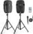 Pyle 10″ Wireless Portable PA system – 1000W High Powered Bluetooth Compatible Active + Passive Pair Outdoor Sound Speakers w/ USB SD MP3 AUX – 35mm Mount, 2 Stands, Microphone, Remote – PPHP1049KT