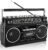 Retro Classic 80s Style Portable Boombox with Cassette Player Recorder, AM/FM/SW1/SW2 Radio, Bluetooth, USB/Micro SD Slots, Headphone Jack, 24W Dual Full-Range High Bass Speakers